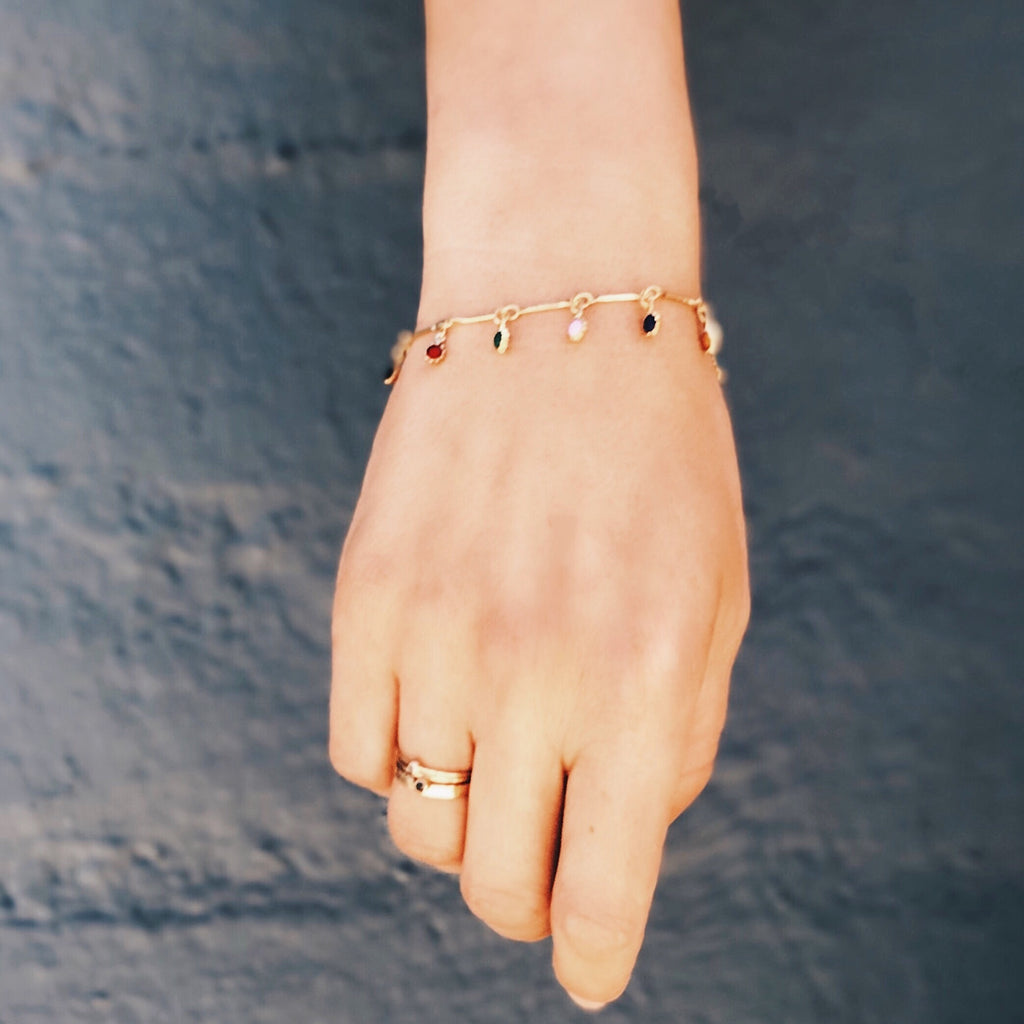 RAQIE Jewelry + Accessories 14K gold fill chain and enamel bracelet