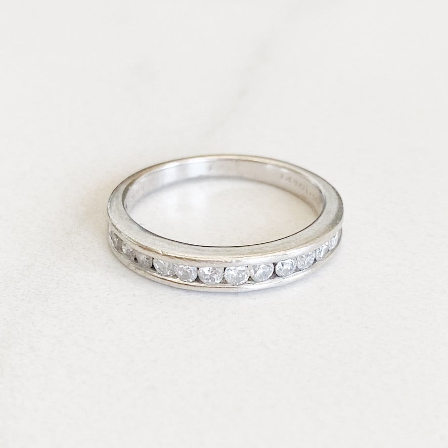RAQIE Jewelry & Accessories Platinum Plated Silver Channel Set Diamond Ring