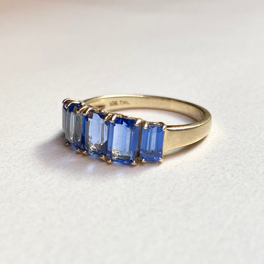 RAQIE Jewelry and Accessories Sapphire Baguette 10k gold stacking ring