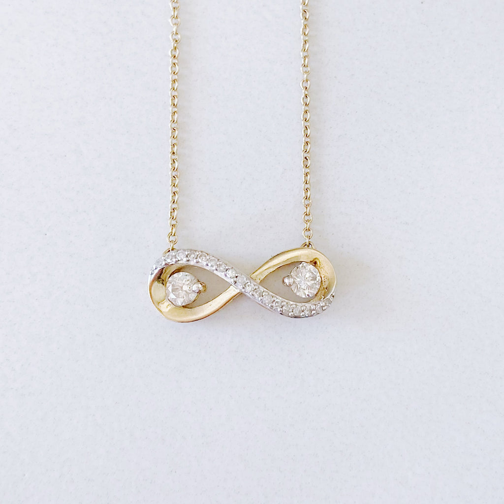 RAQIE Jewelry & Accessories Vintage Infinity Charm Necklace 14k gold and diamonds