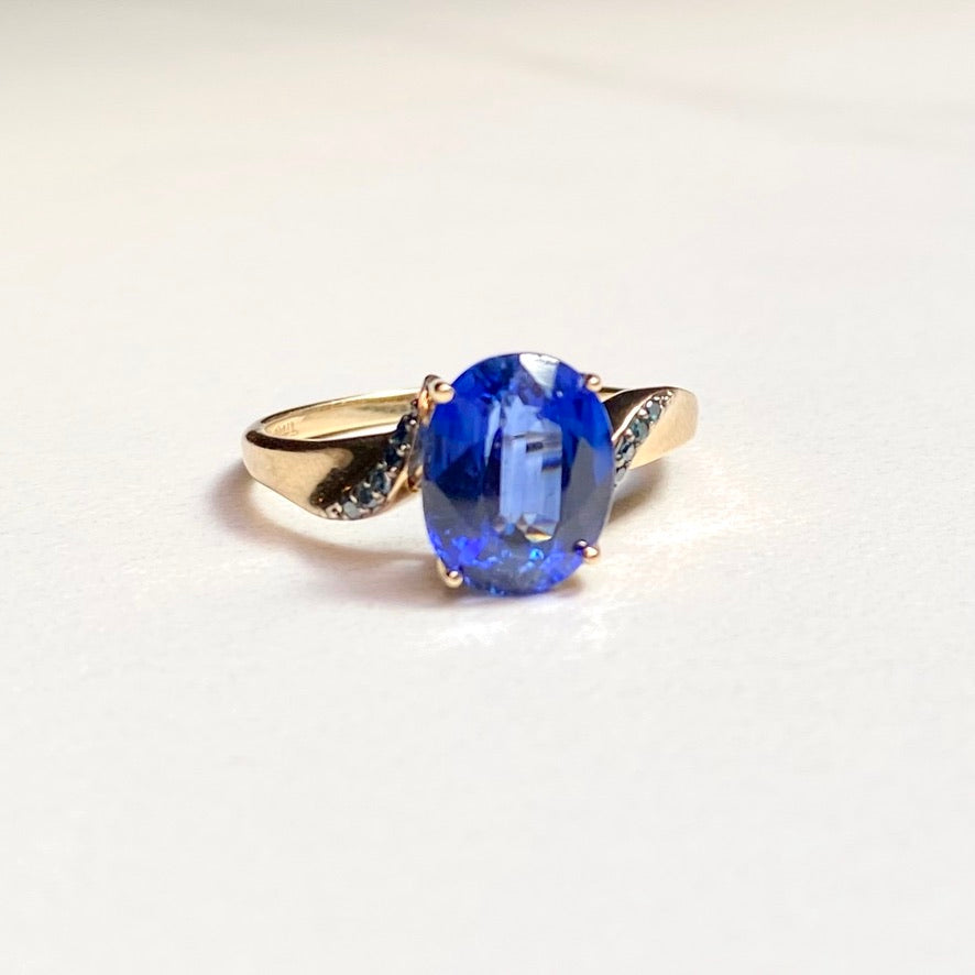 RAQIE Jewelry & Accessories Handmade & Vintage Sapphire Solitaire 10k Gold Ring