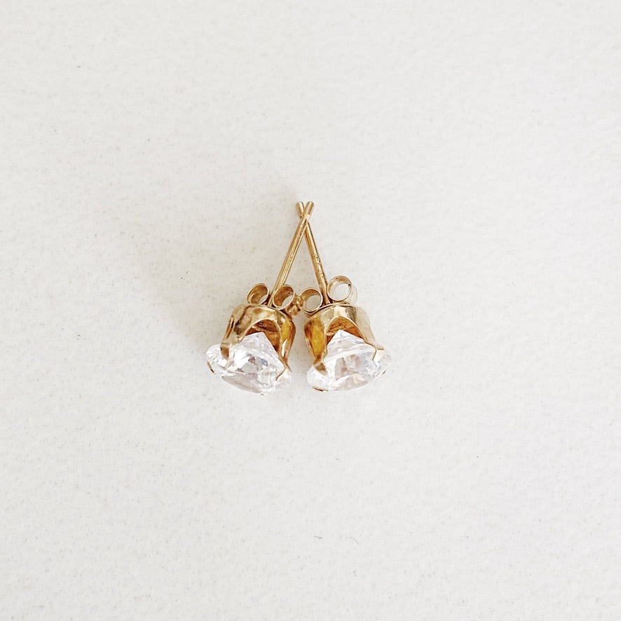 RAQIE Jewelry and Accessories 14k Gold CZ Stud Earrings