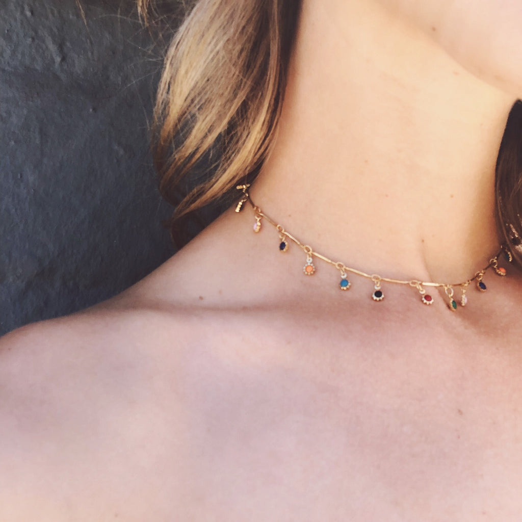 RAQIE Jewlery + Accessories 14K gold fill chain and enamel choker necklace