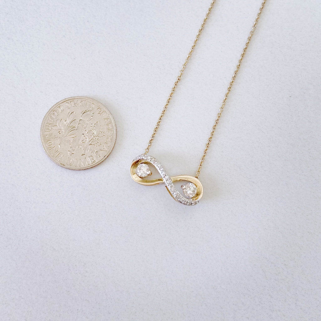 RAQIE Jewelry & Accessories Vintage Infinity Charm Necklace 14k gold and diamonds